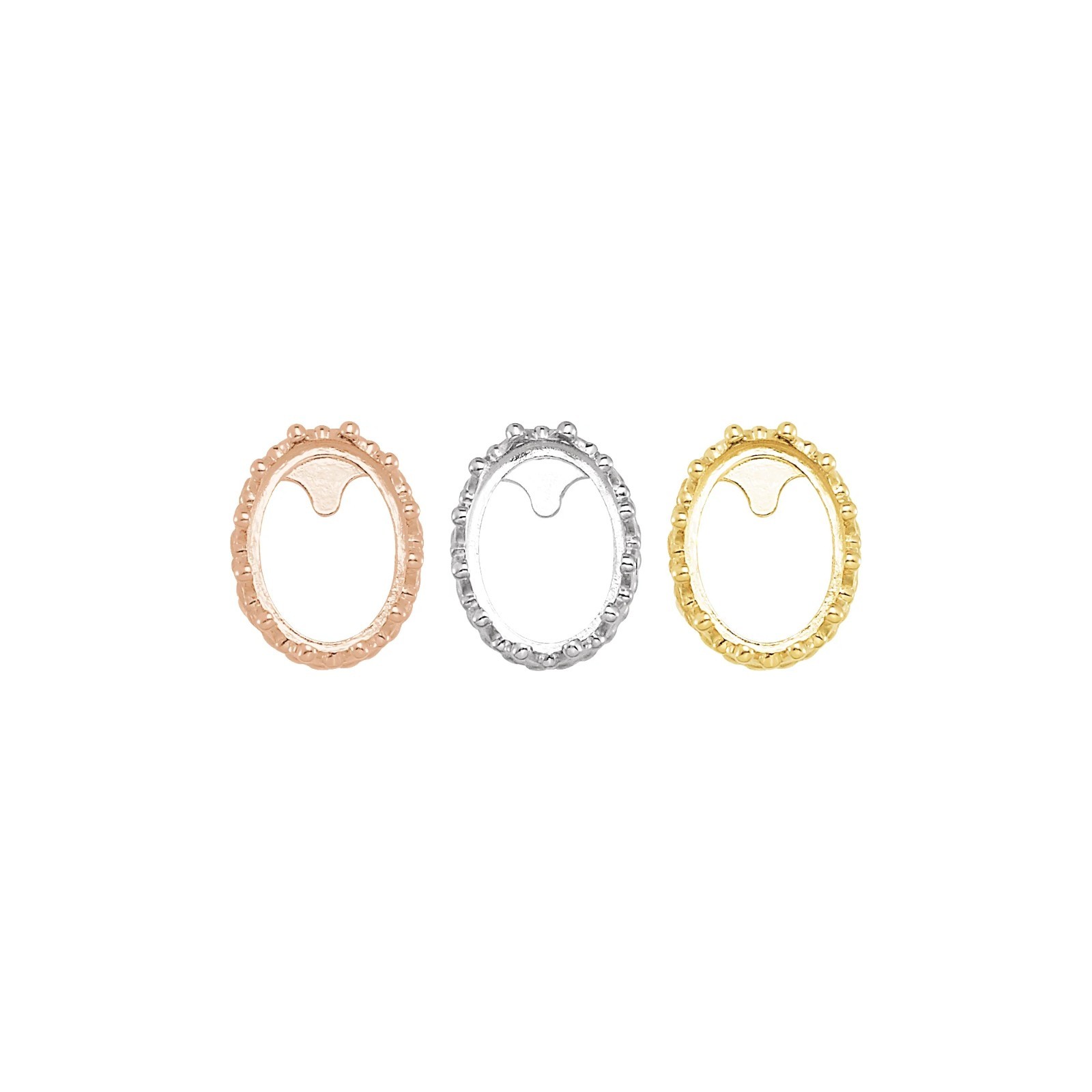 14K Gold, Silver 8x6 mm Oval Cabochon Crown Earring Setting