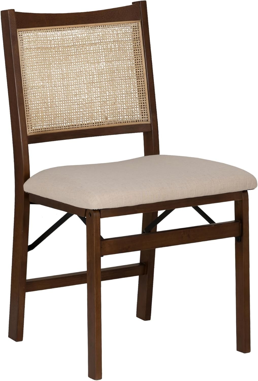Stylish Brown Rattan Cane Foldable Wooden Dining Side Chair - Fully Assembled