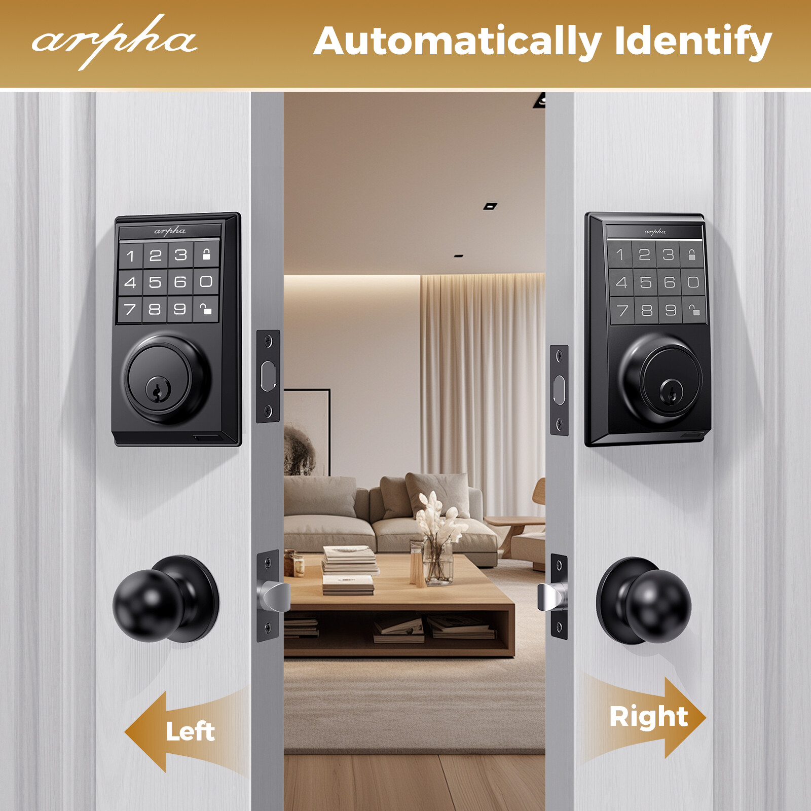 Keyless Entry Door Lock 100Code Smart Deadbolt App Anti-Peeping Password+Handle