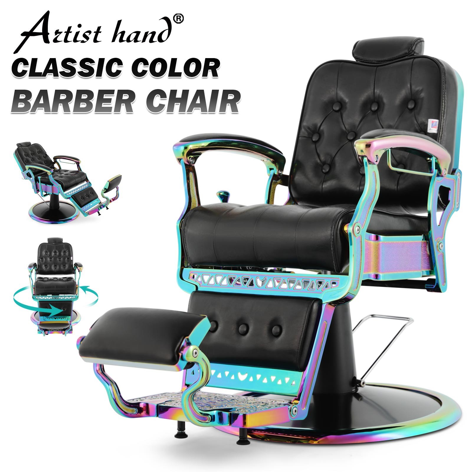 New Black+Laser Vintage Recline All Purpose Hydraulic Barber Chair Salon Beauty