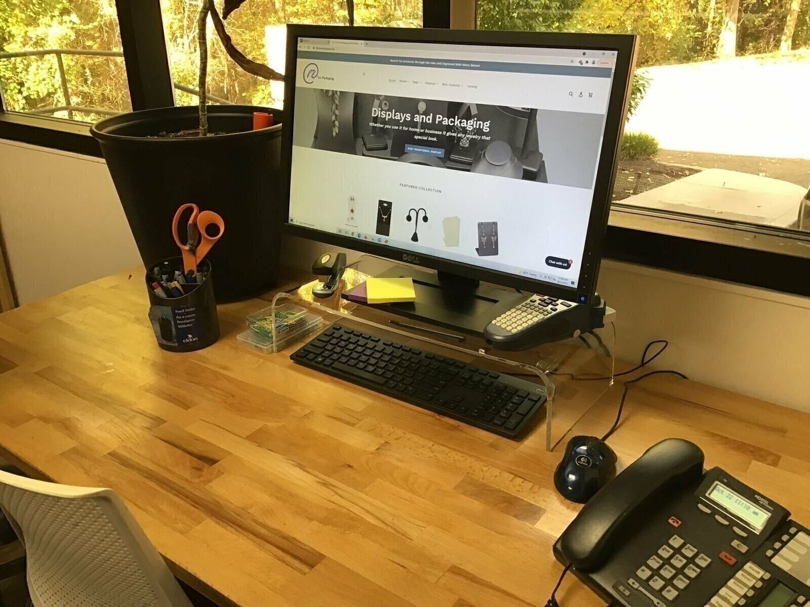 Acrylic Glass Elevated Stand w/Divider - for Computers/Laptops 9" Wide Base