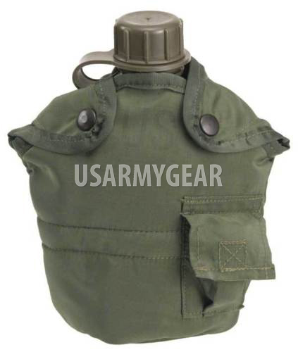 Made in USA Military Army 1 L Qt Plastic OD Green Canteen + Insulated USGI Cover
