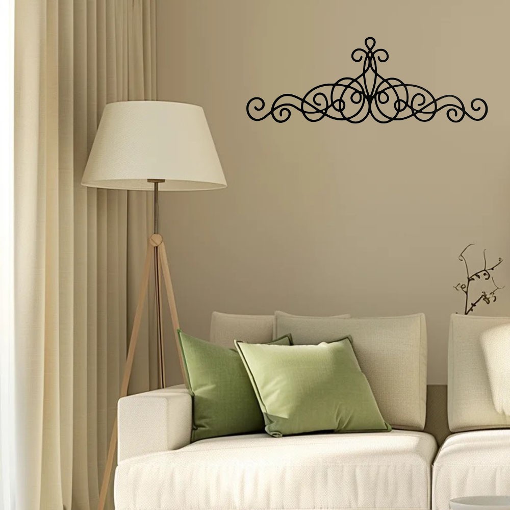 Vintage Ornate Black Wrought Iron Scroll Wall Decor