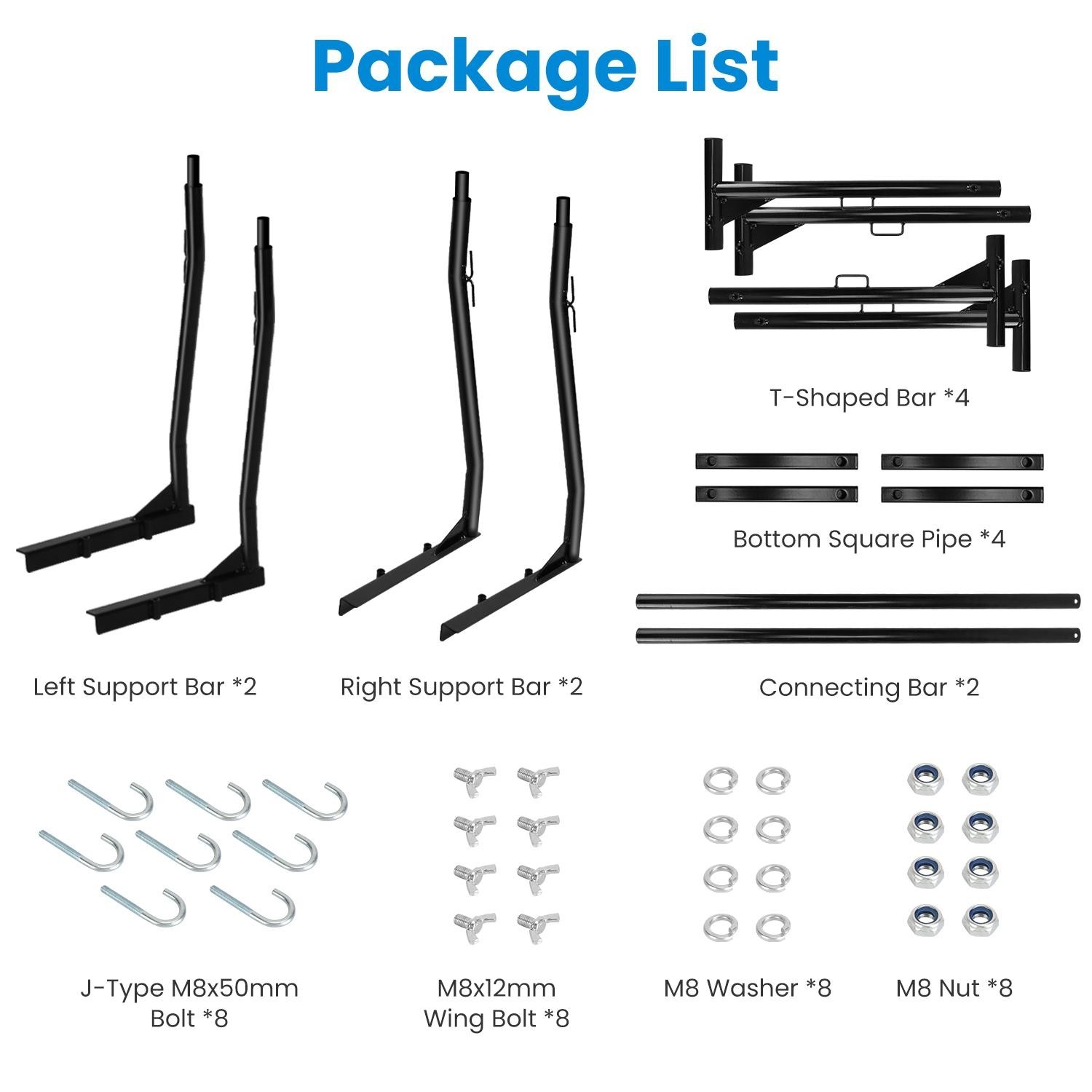 1Pair Extendable Truck Ladder Rack Non-Drilling Pick-up Bed Utility Adjustable T