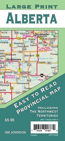 Alberta Large Print Map, including The NW Territories, Canada, by GMJ Maps