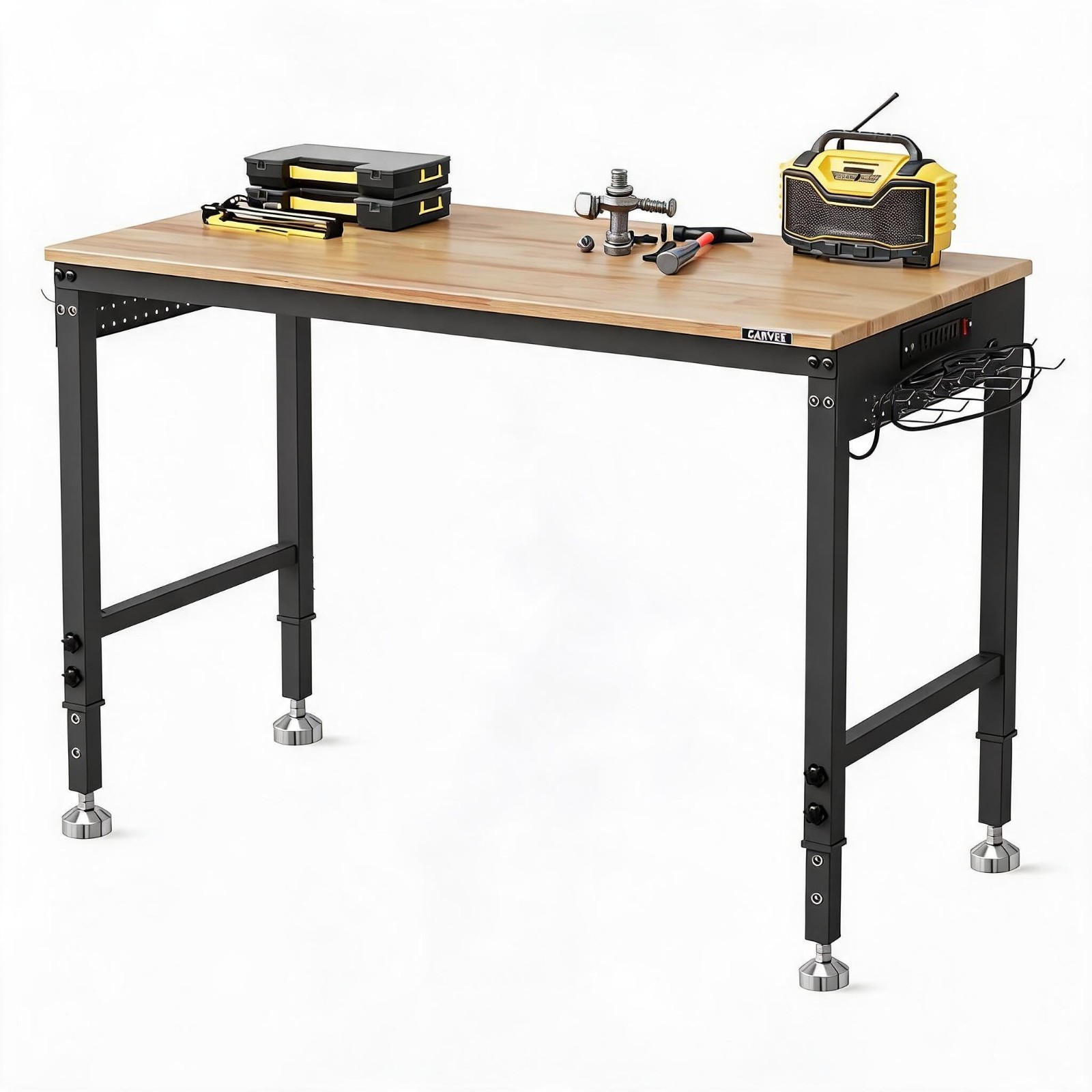 48x24in 6-Level Adjustable Workbench 2000 lbs Capacity Rubberwood Top  ETL Power