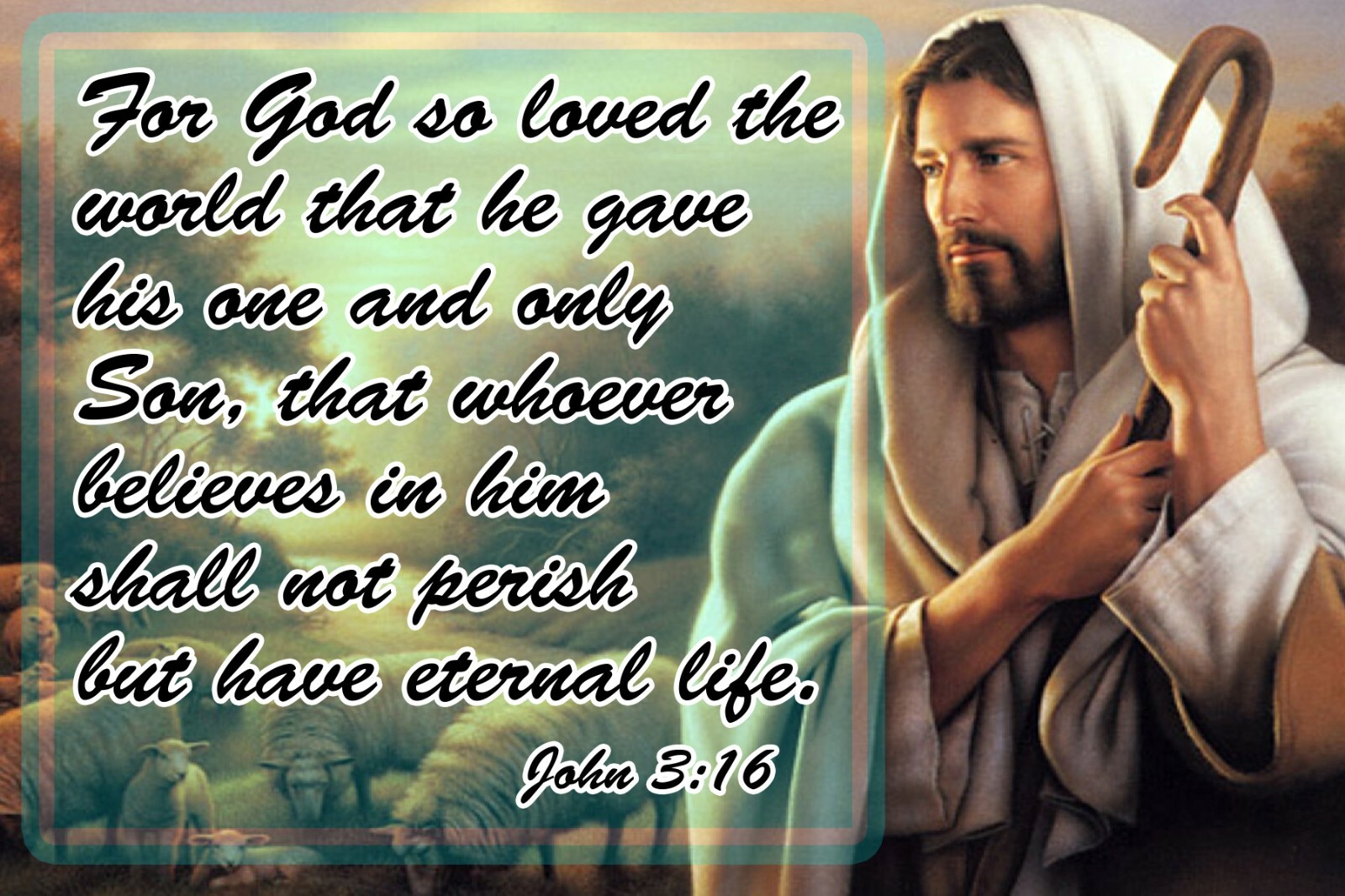 JOHN 3:16 BIBLE VERSE POSTER FOR GOD SO LOVED THE WORLD WALL ART PRINT 12X18