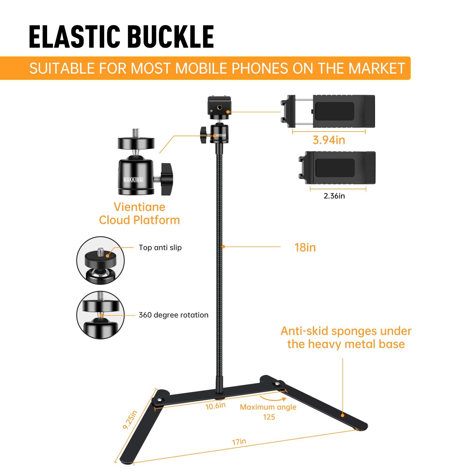 Phone Stand for Recording, Phone Tripod Adjustable and Solid, Overhead Phone ...