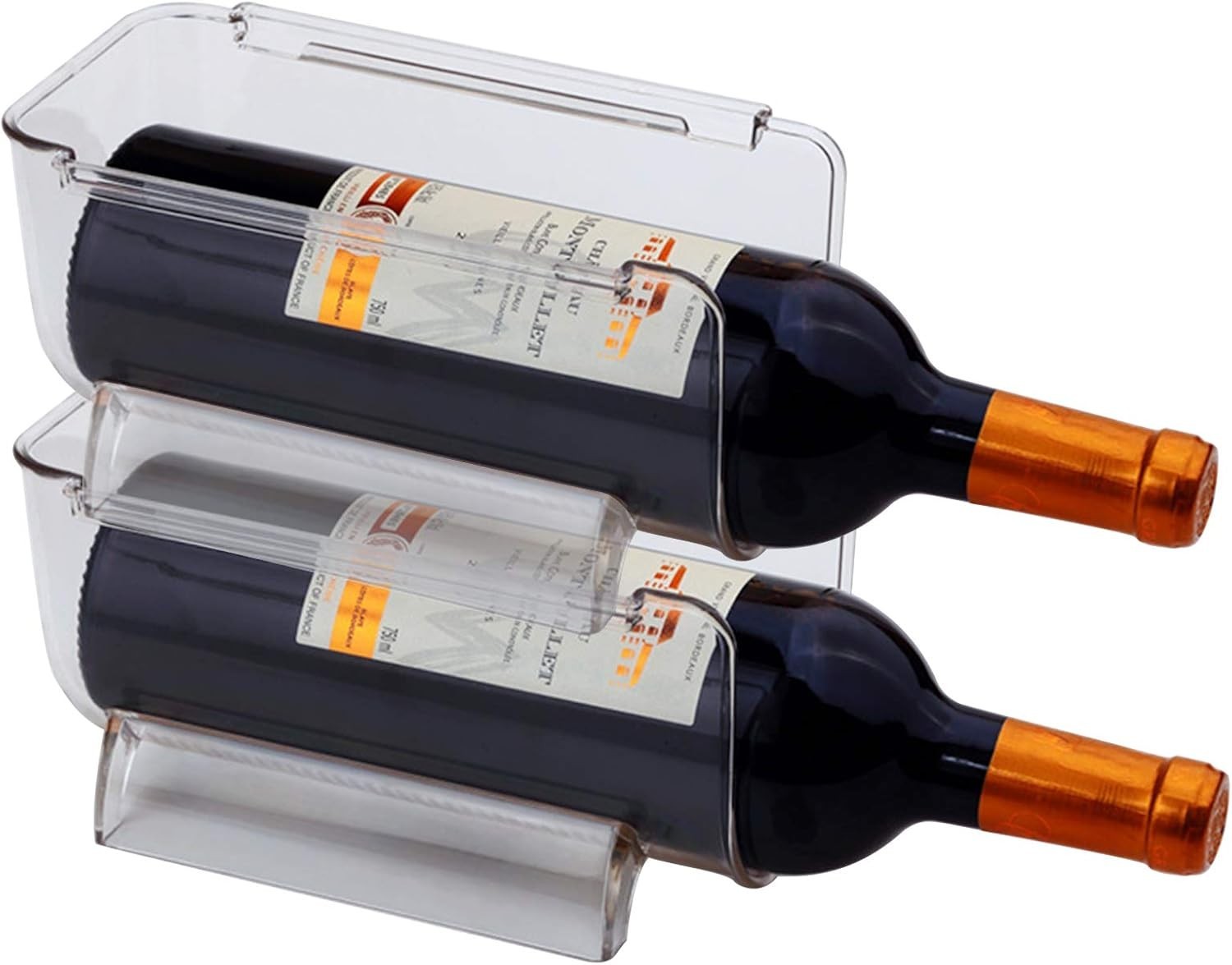 2 Pack Plastic Stackable Water Bottle & Wine Rack Storage Organizer Kitchen