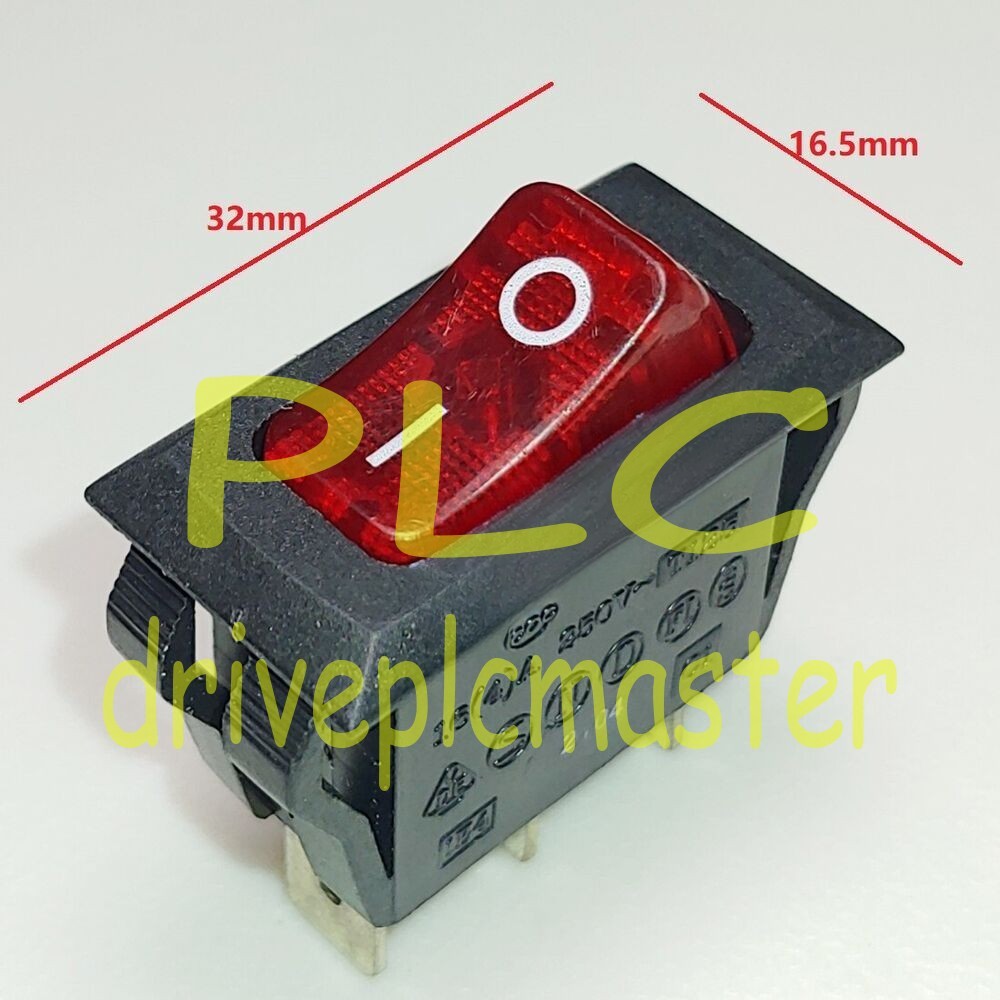 CANAL HB SERIES Red Lamp Rocker Switch 3 Pins 2 Positions 20A 125VAC 16A 250VAC