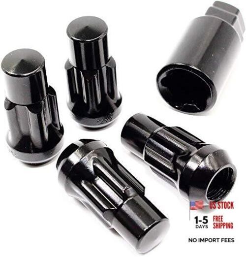Set of 4 14x1.5 Veritek Black Acorn Bulge Tuner 1.75 Inch Security Wheel Locks