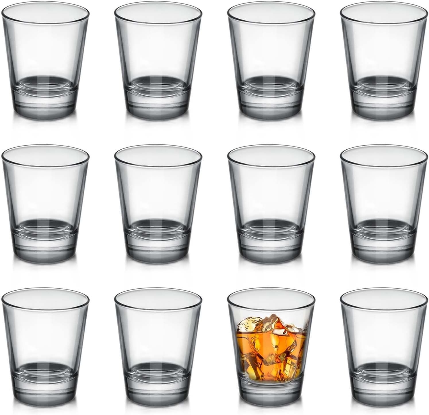 12 Pack Shot Glasses 1.5 oz Clear Shot Glass Cups Set W/ Heavy Base Bar