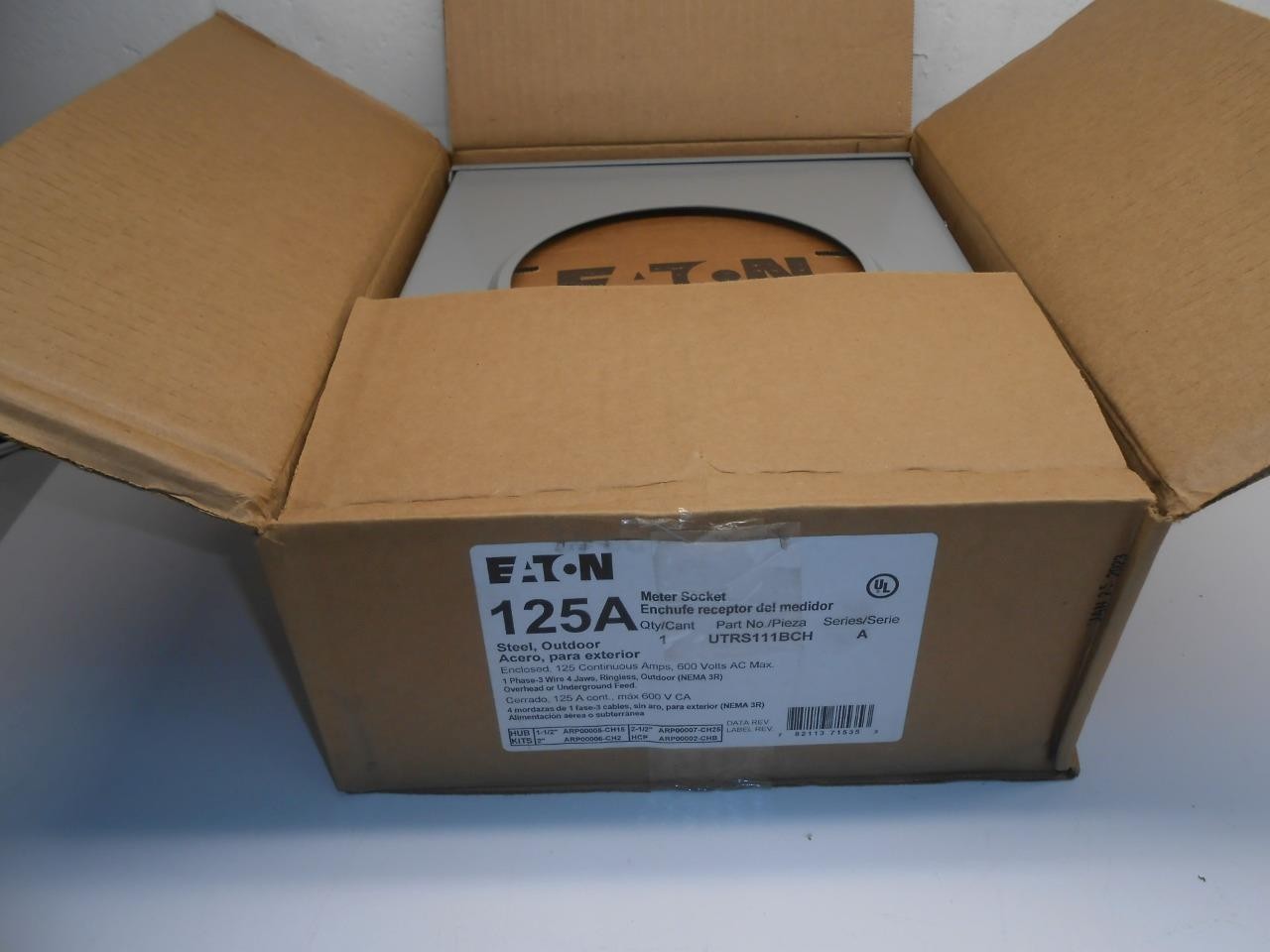 NEW NIB Eaton Steel Outdoor Meter Socket UTRS111BCH 125A 600V NEW