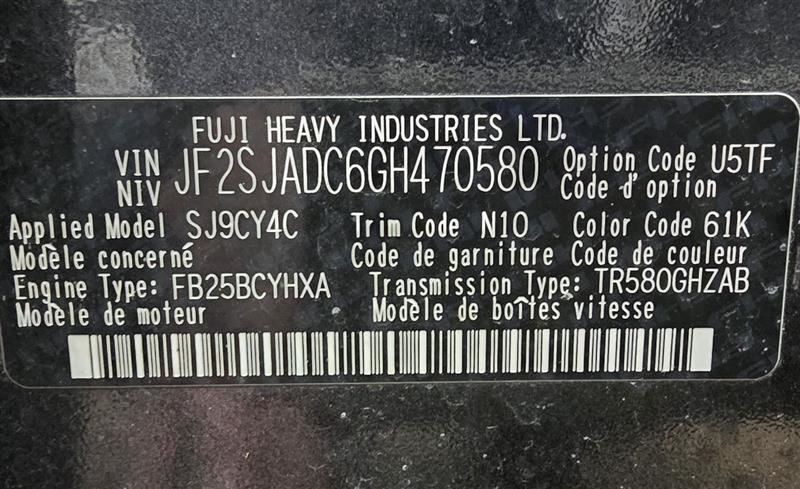 FORESTER 2016 Seat Belt Rear 607274