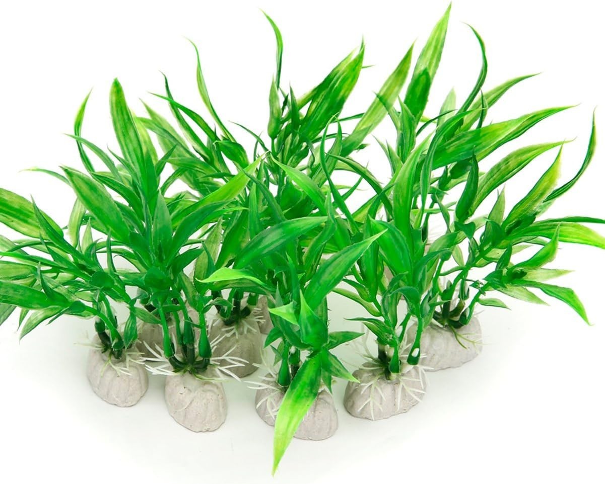10 Pack Vibrant 4-Inch Artificial Aquarium Plants - Easy, Low-Maintenance Décor