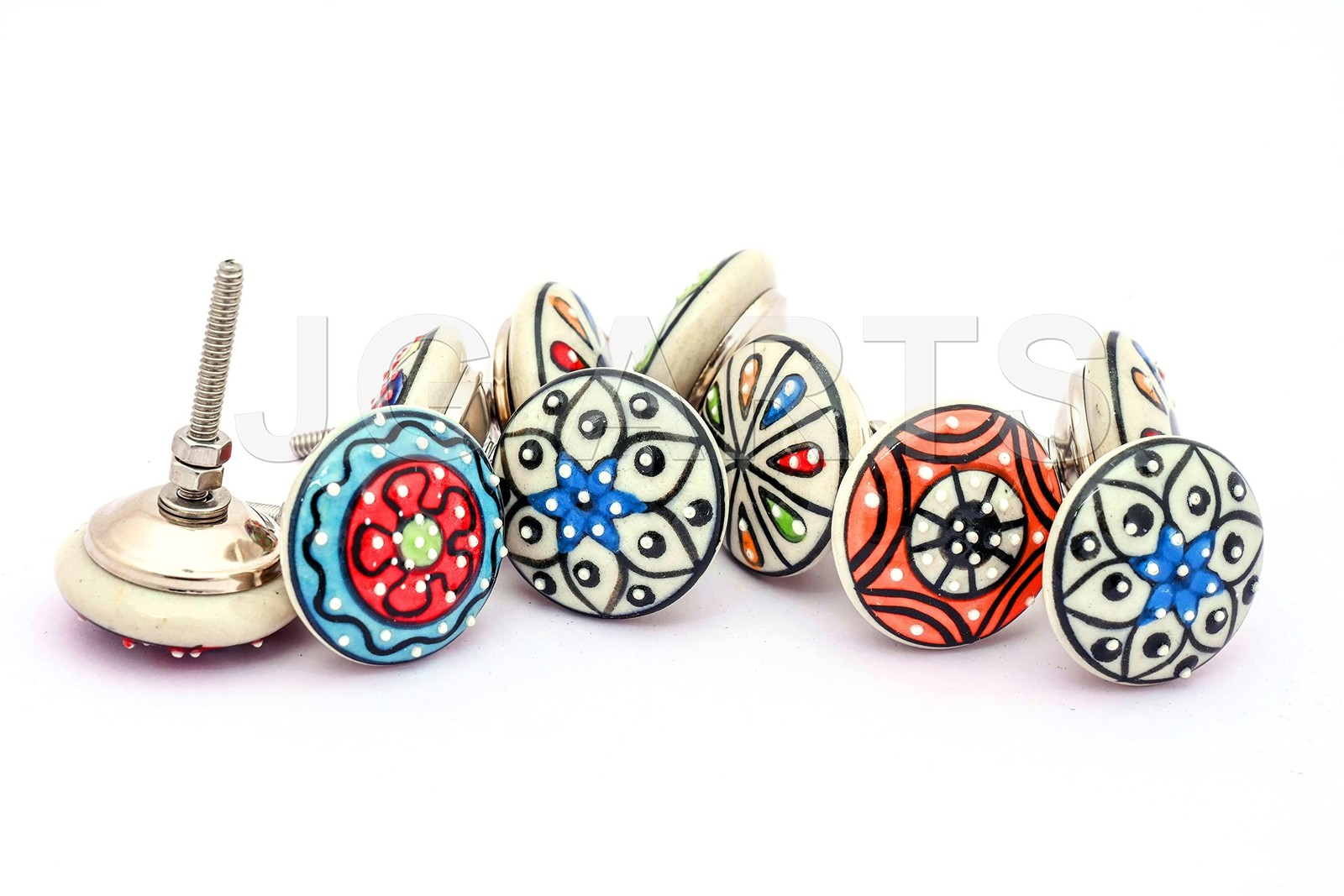 DORPMARKET JSR 10 Pieces Set Dotted Ceramic Cabinet Colorful Knobs Furniture ...