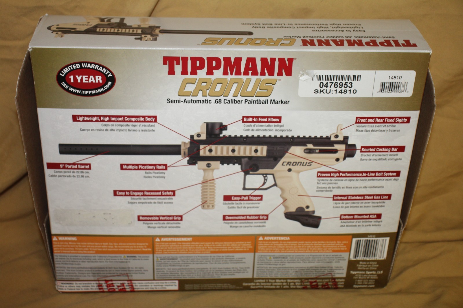 Tippmann Cronus Semi-Auto .68 Paintball Marker - Black / Tan