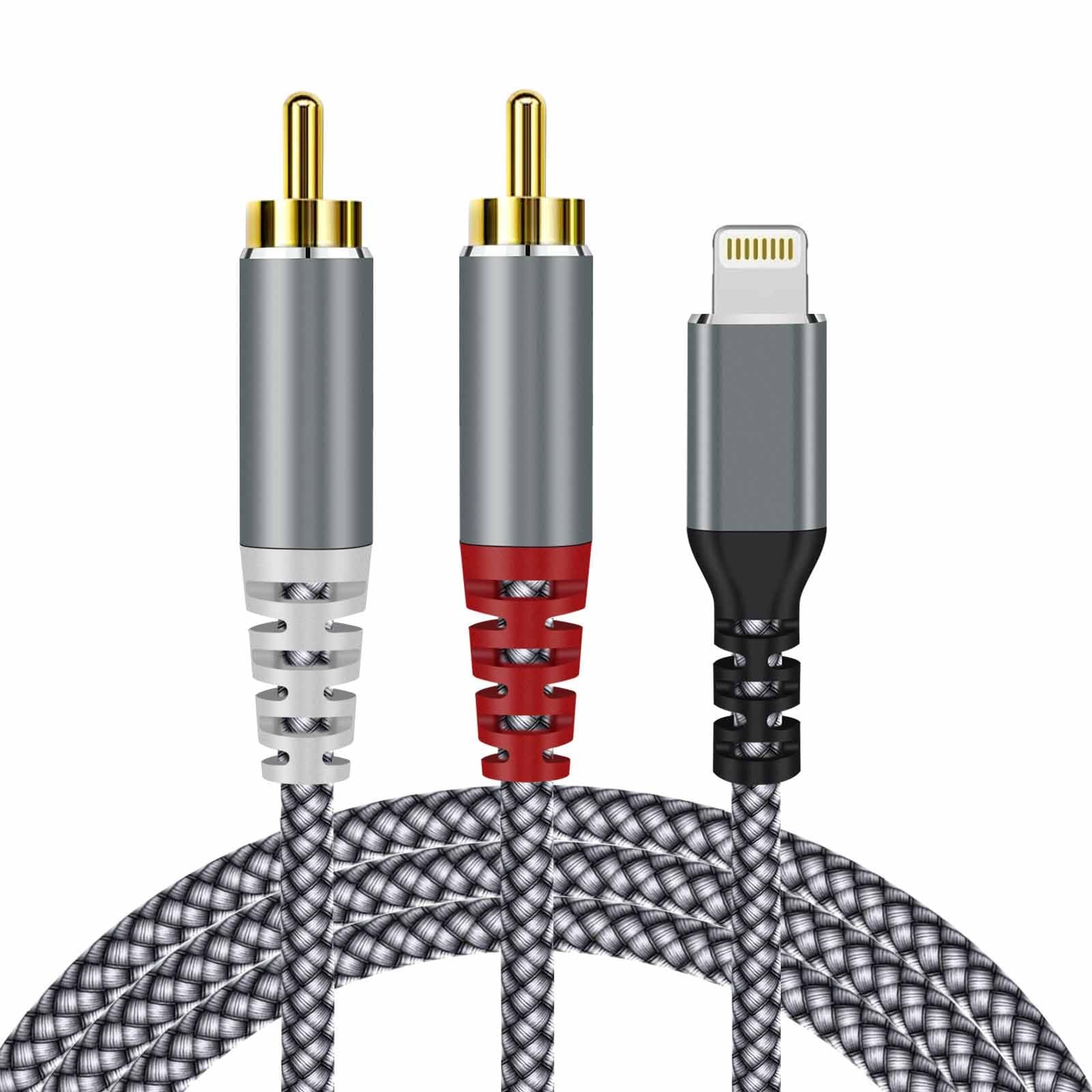 [MFi Certified] Compatible with Lightning to RCA Cable Audio 4FT, Grey