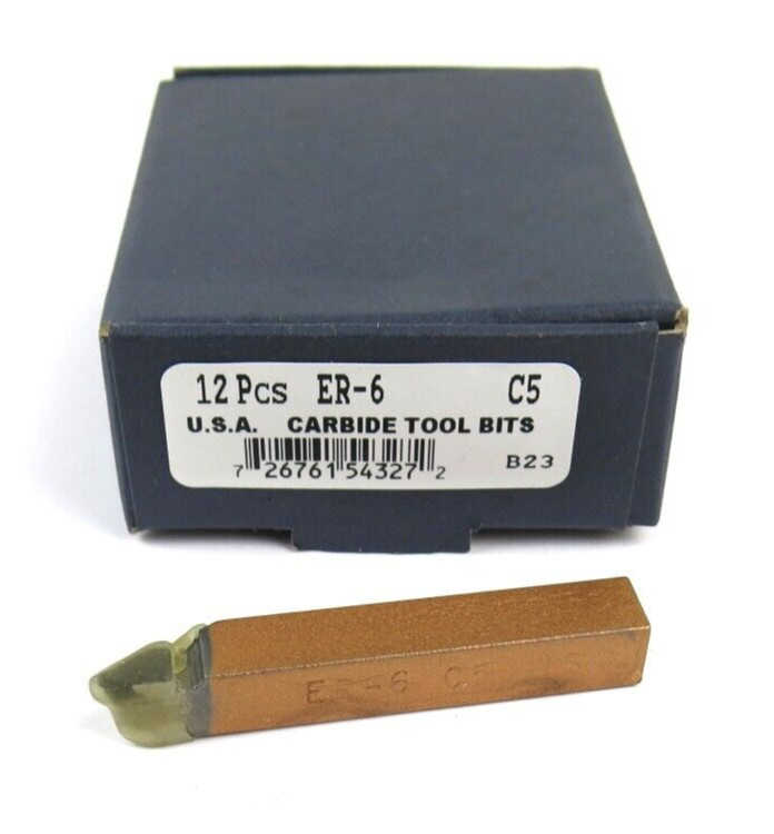 12pcs ACT ER-6 C5 Grade Carbide Brazed Lathe Tool Bits RH 60° Angle 3/8" Shank