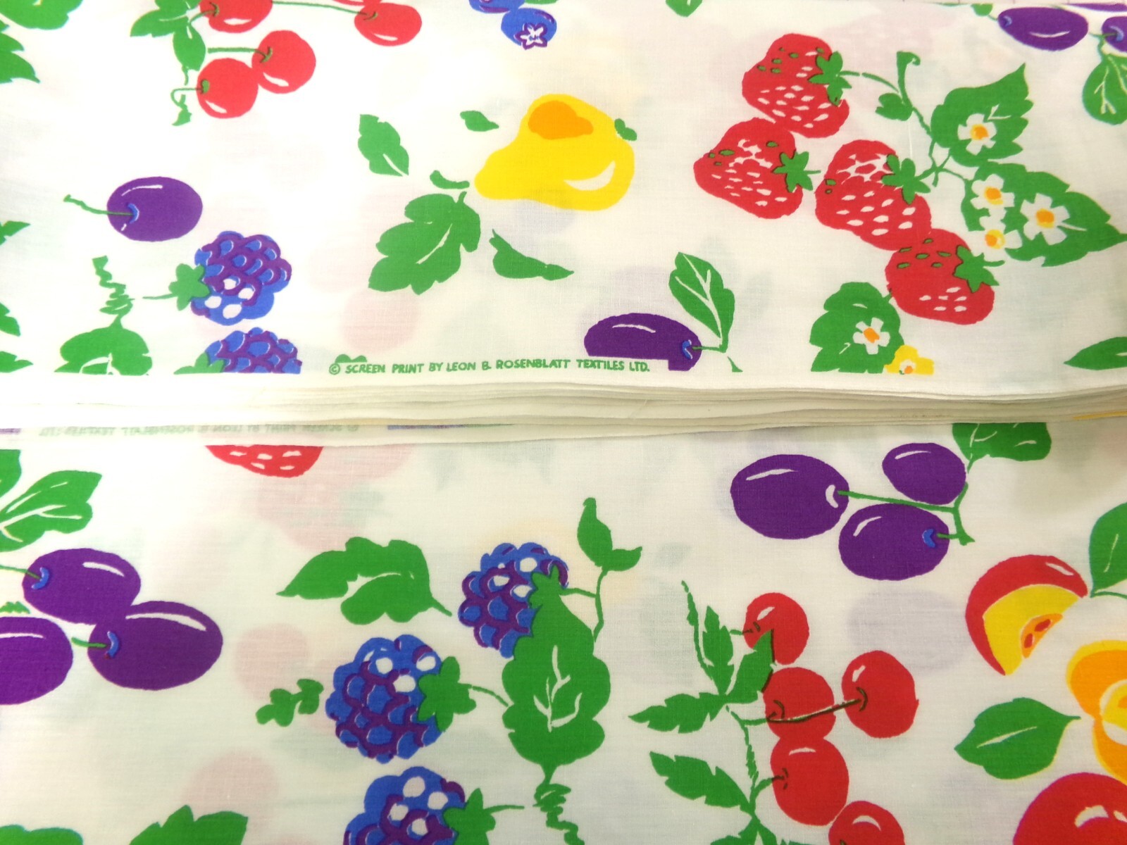 Fruit Fabric by Leon B Rossenblatt. Large Pattern. 36x44. See Note. O24-1063