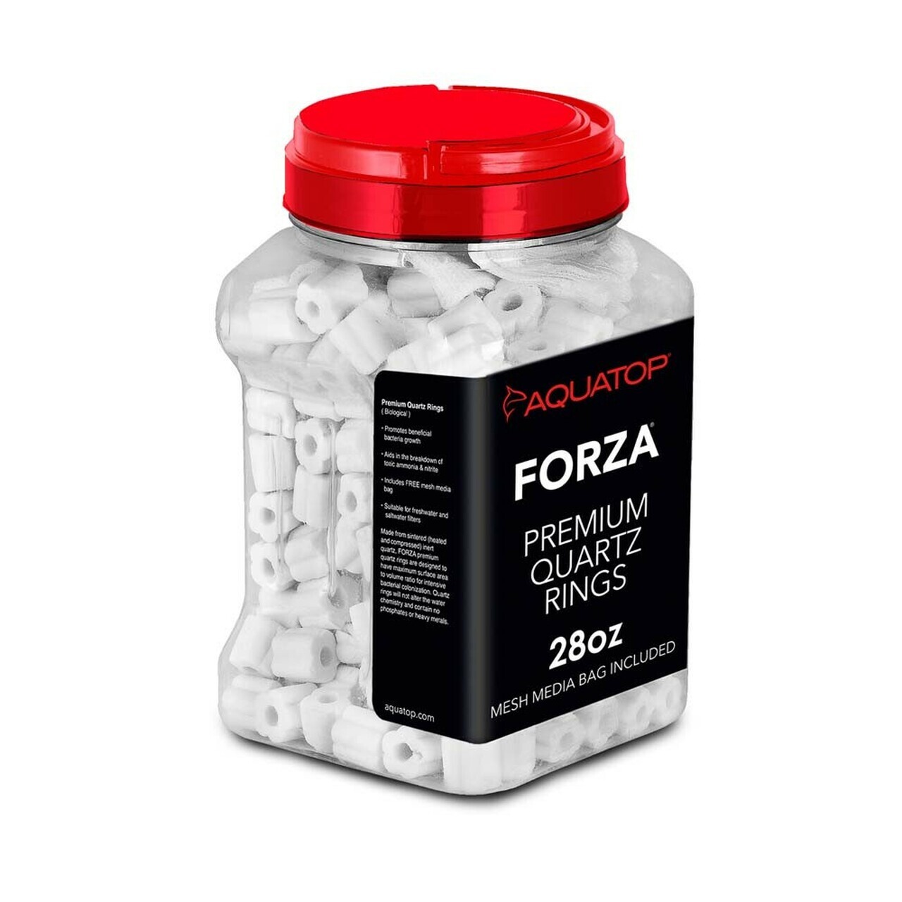 AQUATOP FORZA PREMIUM QUARTZ RINGS 28 OZ  With Reusable Mesh Filter Media Bag
