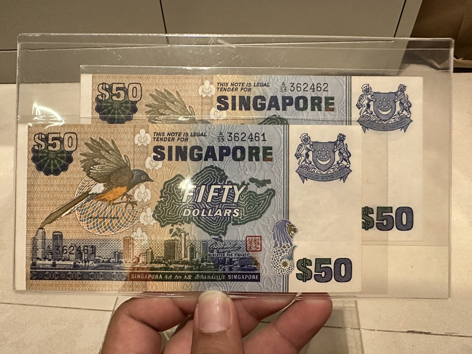 singapore 1984-99 50 dollars P-14 S/N.A59 362461/462,AU