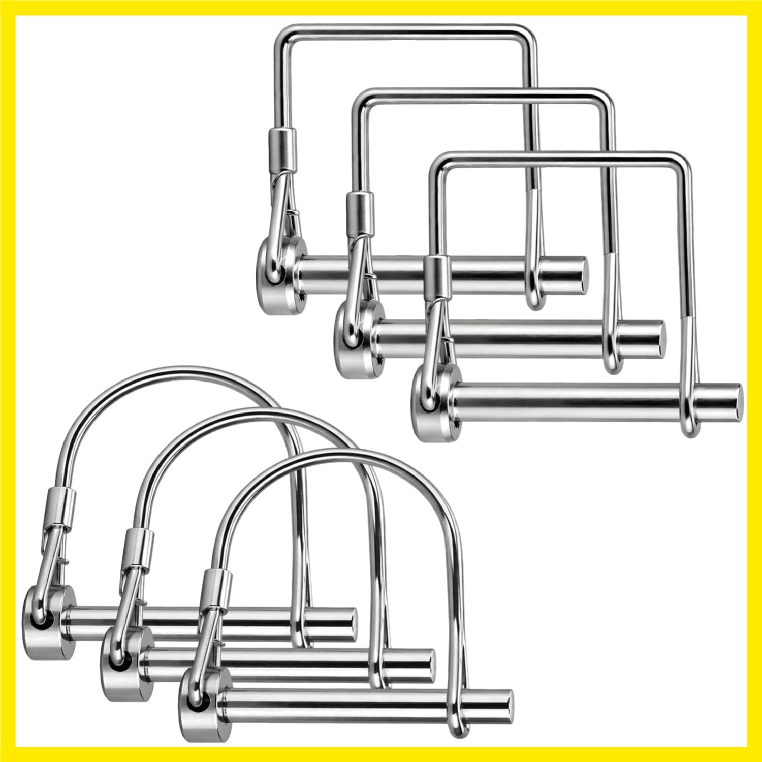 6 Pack Trailer Coupler Pin - Heavy Duty 1/4" Lock Pins with Square Wire Lock ...