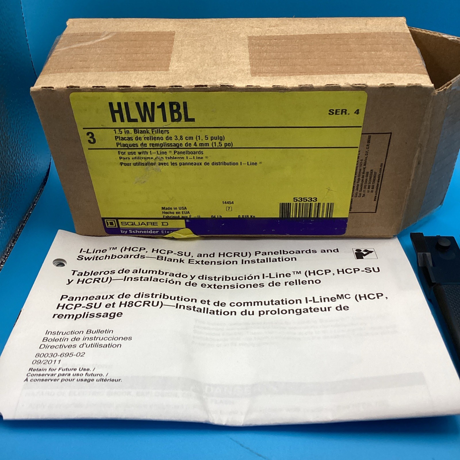 Square D HLW1BL 1.5 Inch Blank Fillers (box Of 3) New Open Box Ships FREE