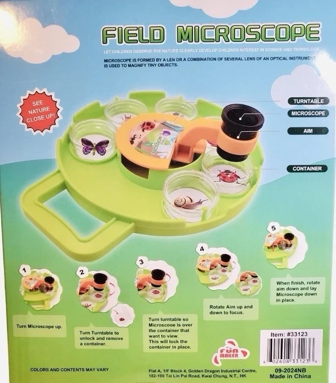 Fun Maker Field Microscope Great for viewing real things from nature, Free Ship!