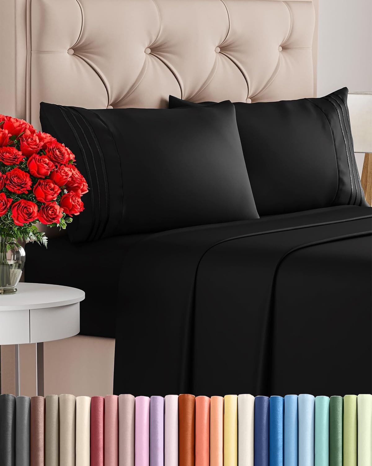 King Size 4 Piece Sheet Set - Comfy Breathable  Cooling Bed Sheets Set - Hote...