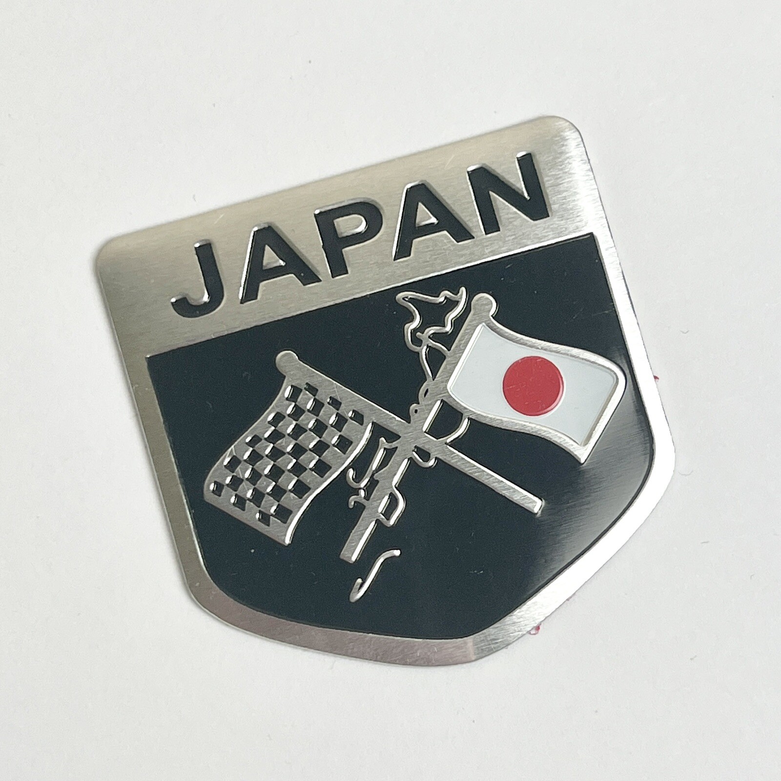 Japan Flag Car Emblem Badge Decal Sticker 2"x 2.25" Aluminum Japanese JDM JP NEW