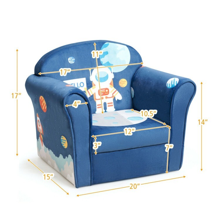 Kids Astronaut Sofa Armrest Upholstered Couch Chair Toddler Furniture Home Sofa