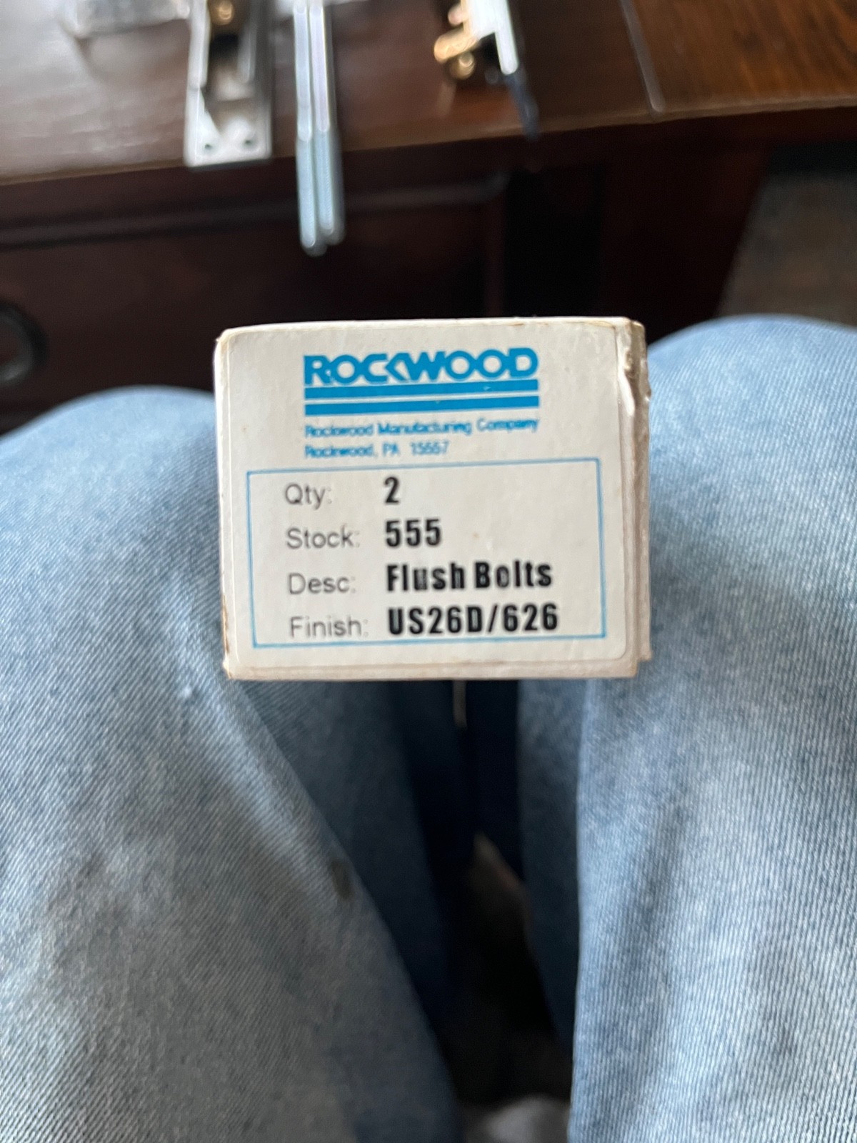 Rockwood 555 Flush Bolts, US26D Finish new in box