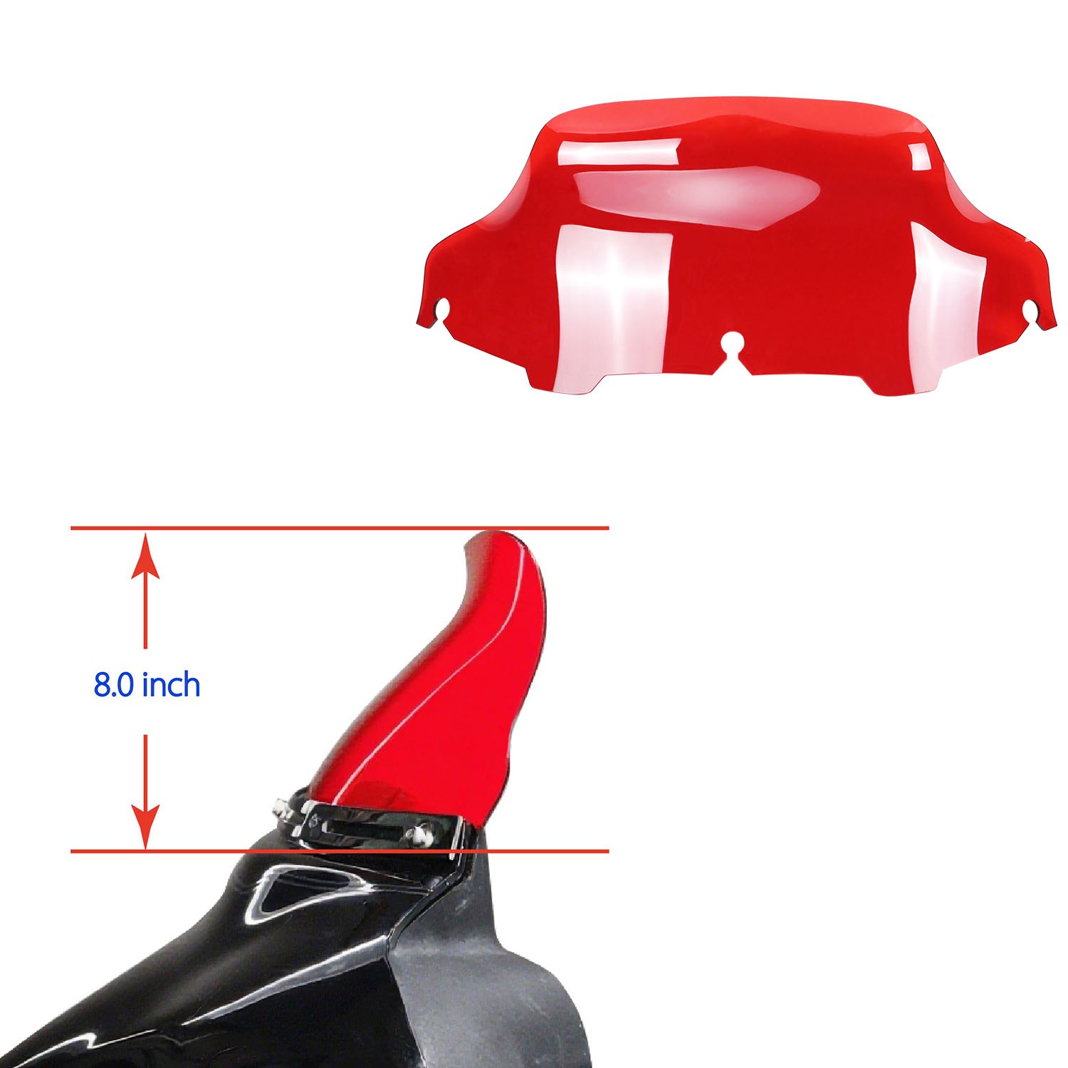 8" Red Windshield for Harley 1996-13 Touring Street Electra Glide Ultra Limited