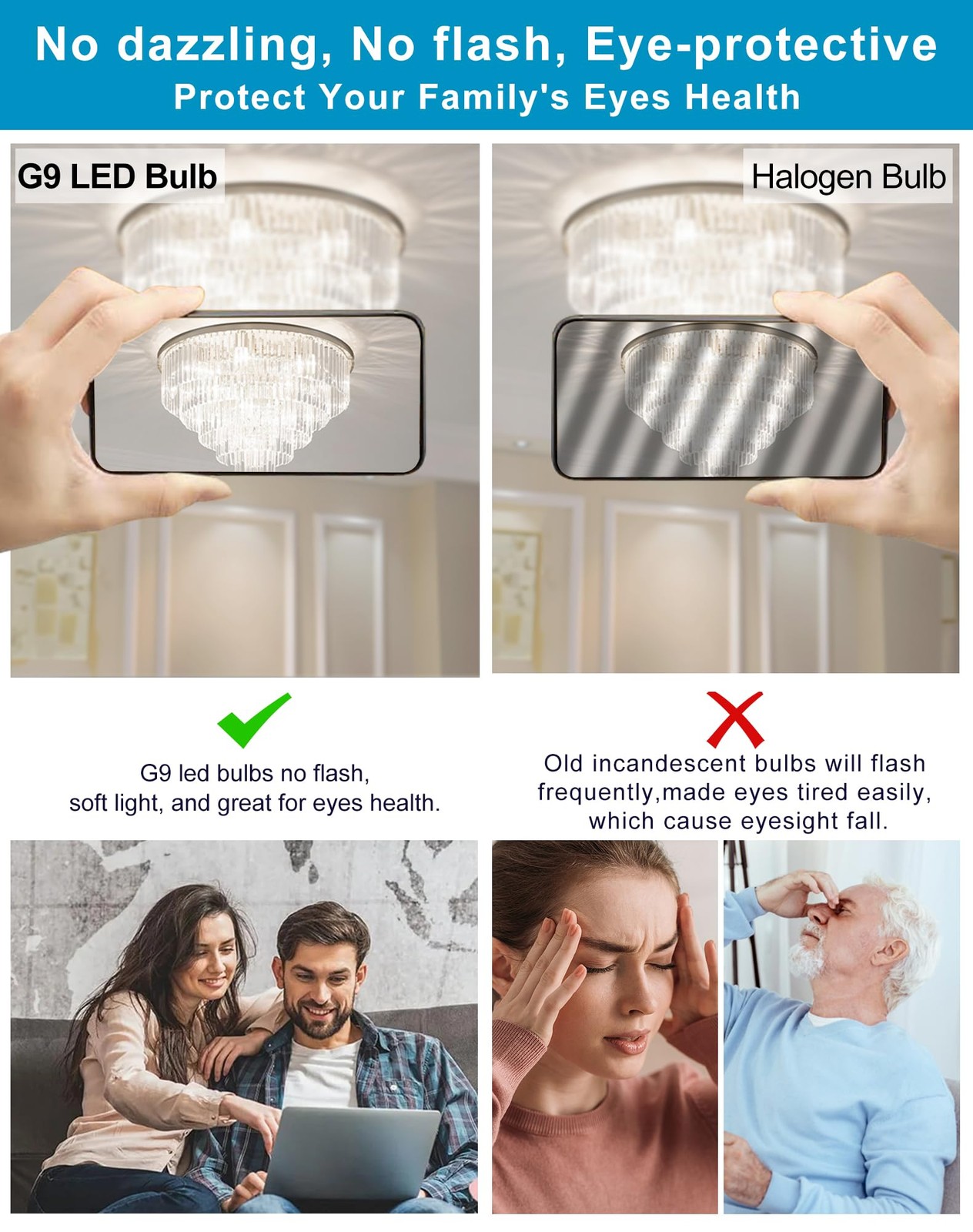 10 Pack G9 Bulbs Dimmable 5000K Daylight White, 4W 40W Equivalent T4 Chandeli...