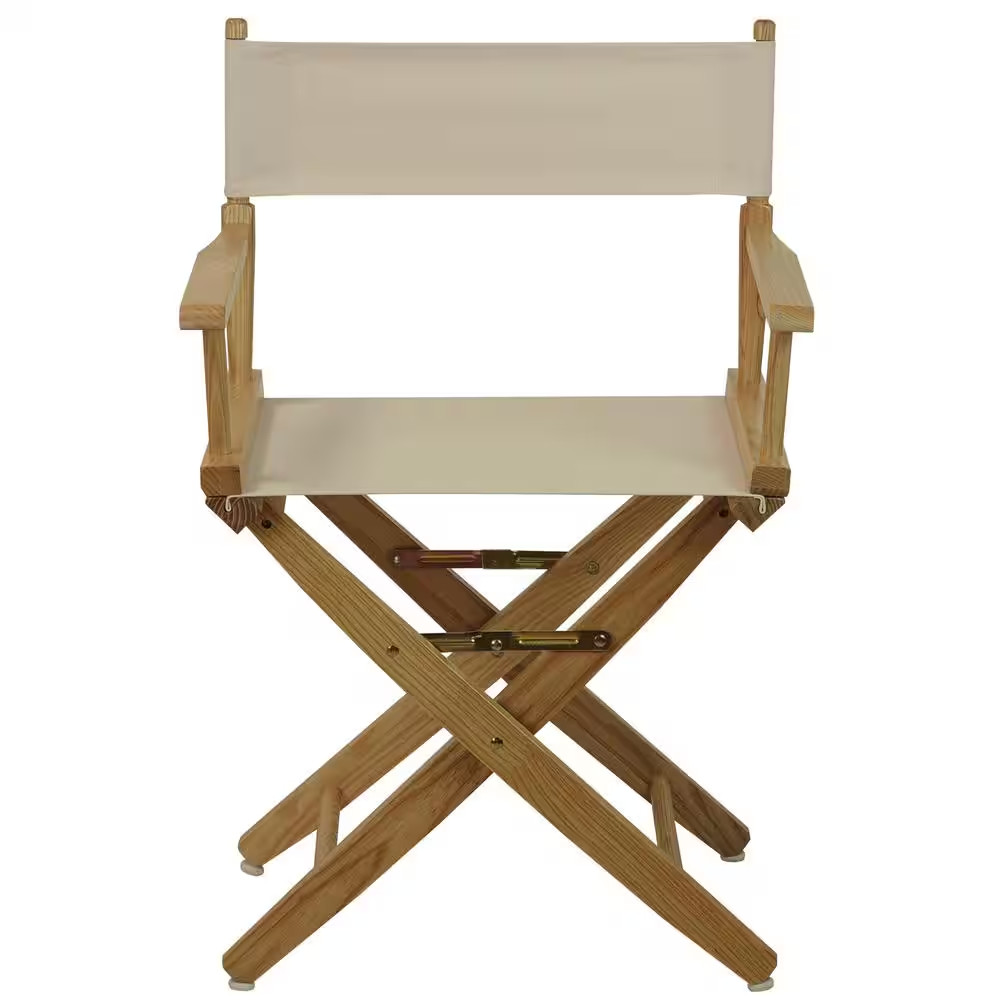 18 In. Seat Height Extra-Wide Natural Frame/Natural Canvas New, Solid Wood Foldi