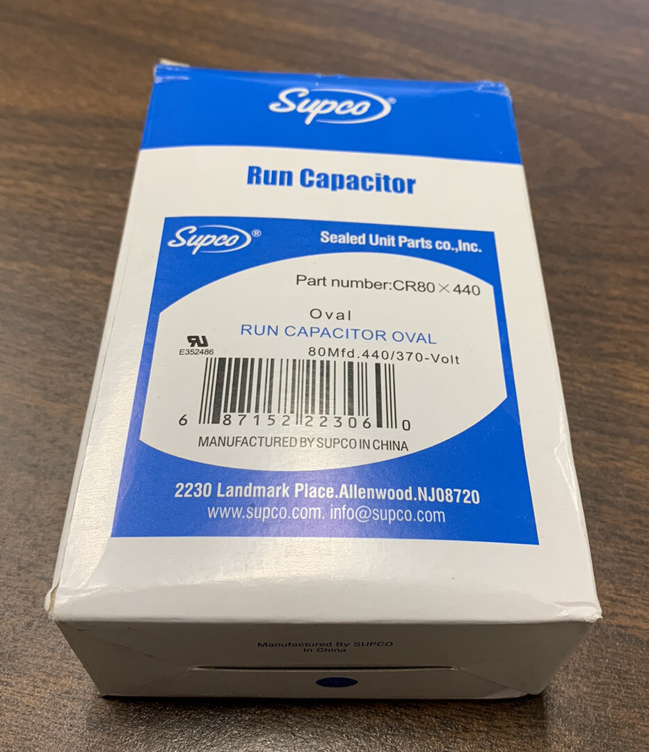 SUPCO CR80X440 OVAL RUN CAPACITOR (80 MFD X 440VAC)