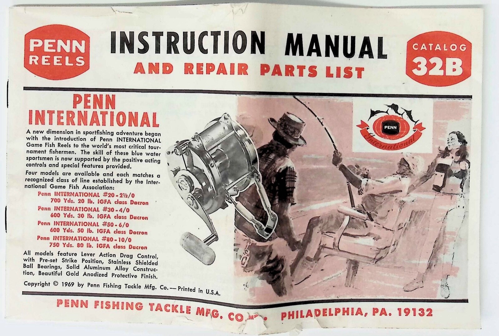 Penn Fishing Reels manual And Repair Parts List Catalog 32B