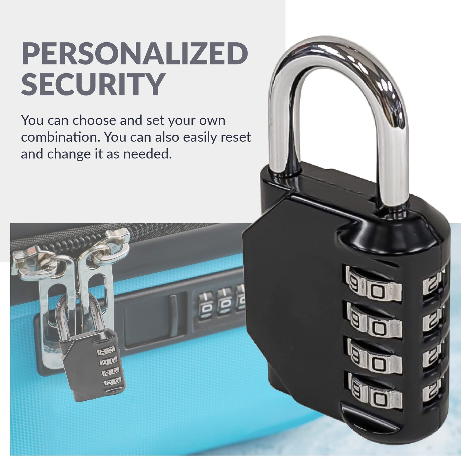 Newhouse Hardware Improved 4-Digit Combination Lock, Black