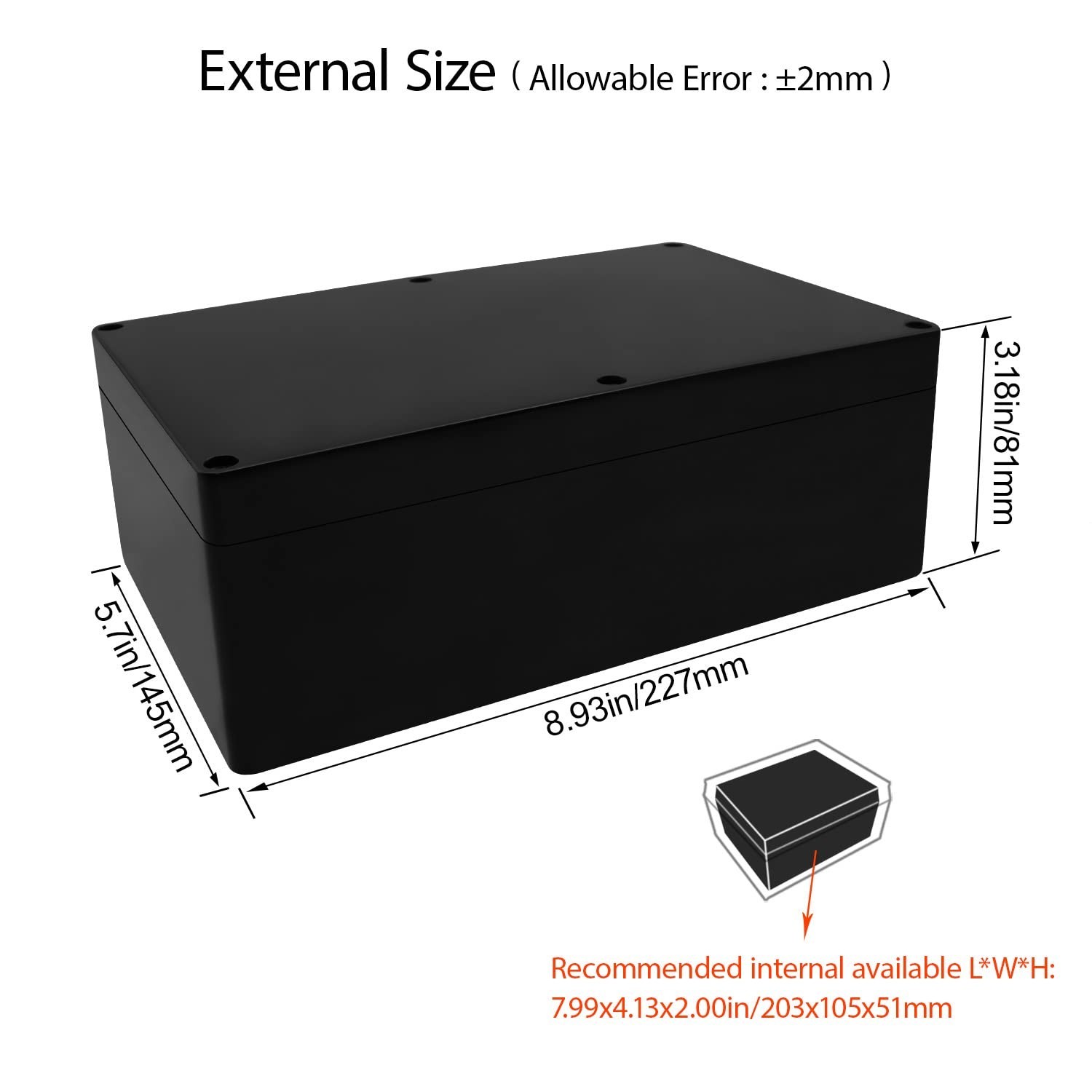 Waterproof Project Box - Compact ABS Junction Box for Electronics 8.9"x5.7"