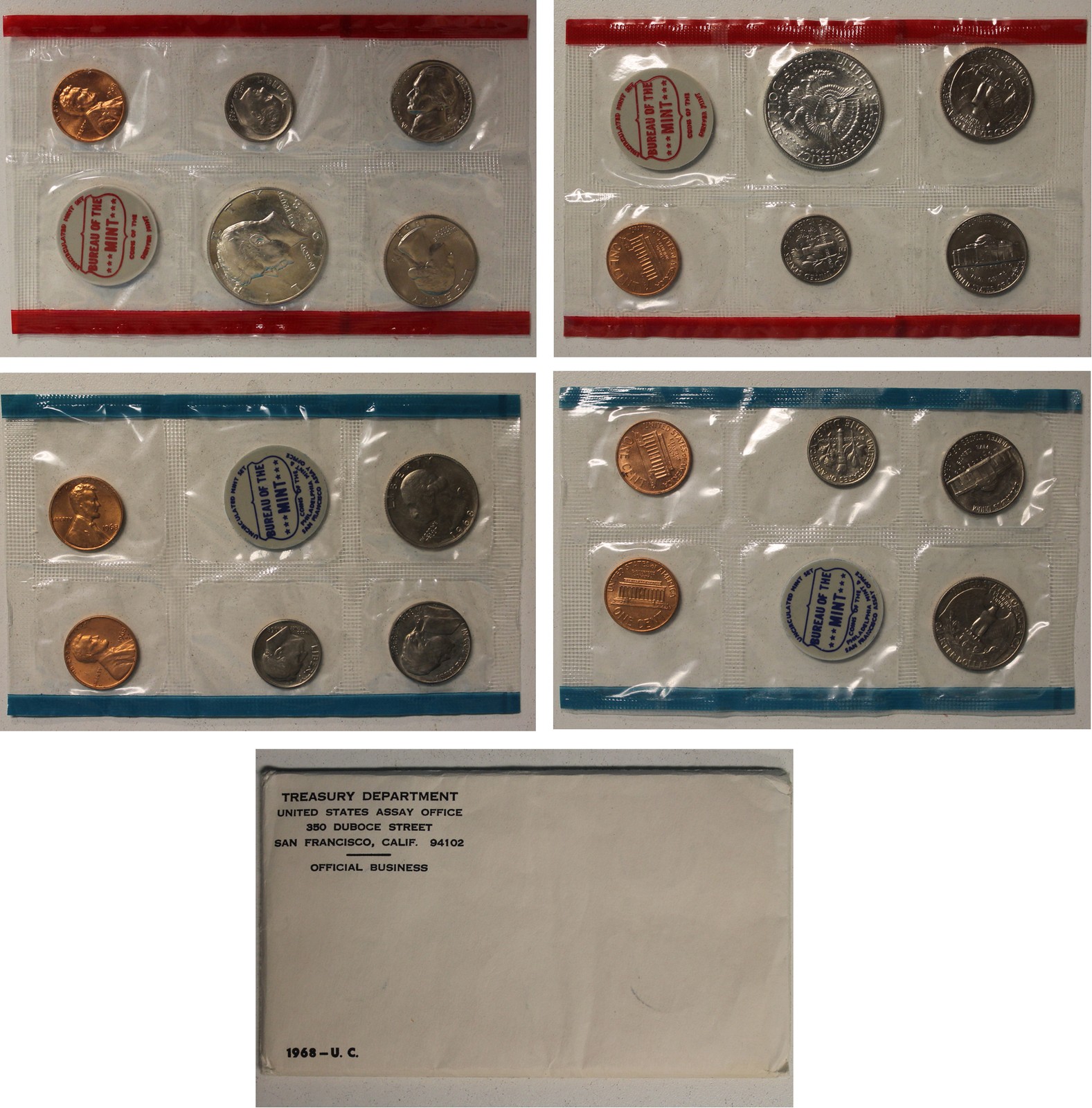 1968 US Mint Set with 40% Silver Kennedy half dollar (OGP) 10 coins