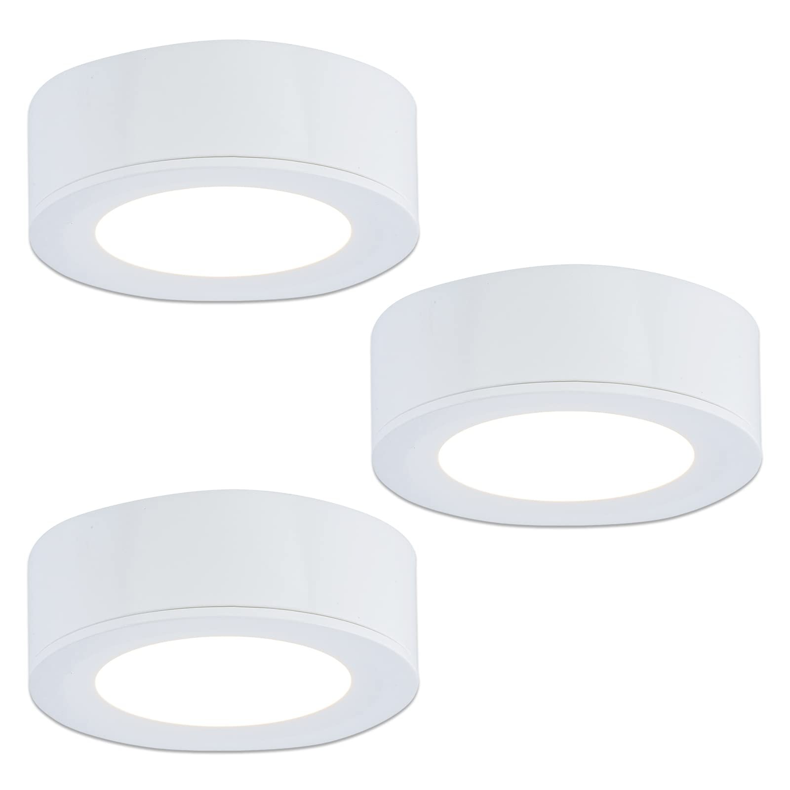 LUMILAND Wired LED Puck Lights 120V (2.7Wx3) Plug-in Lighting Warm White, LED...