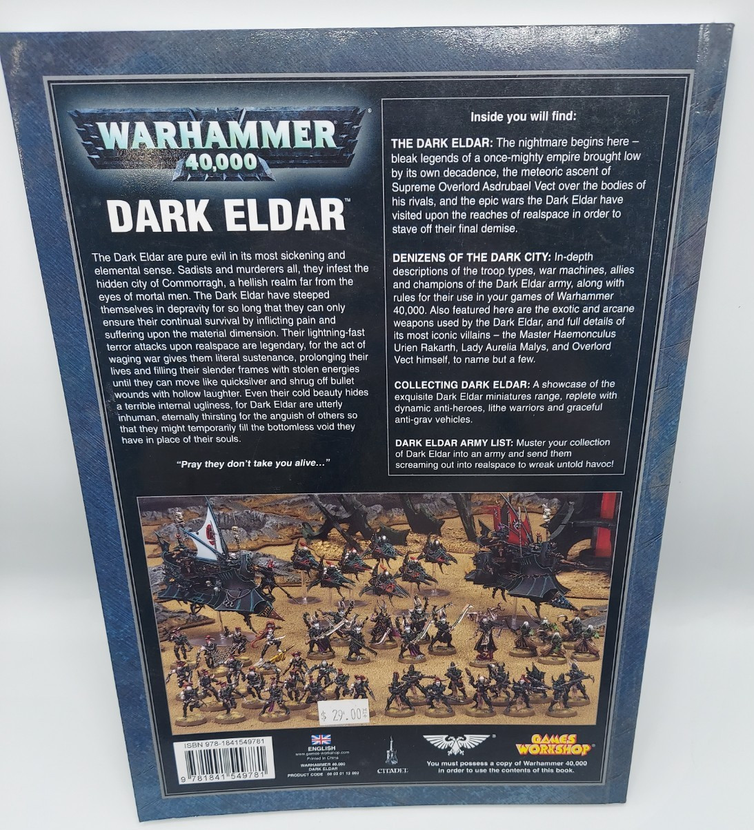 2010 Warhammer 40,000 Dark Eldar Book Game Workshop