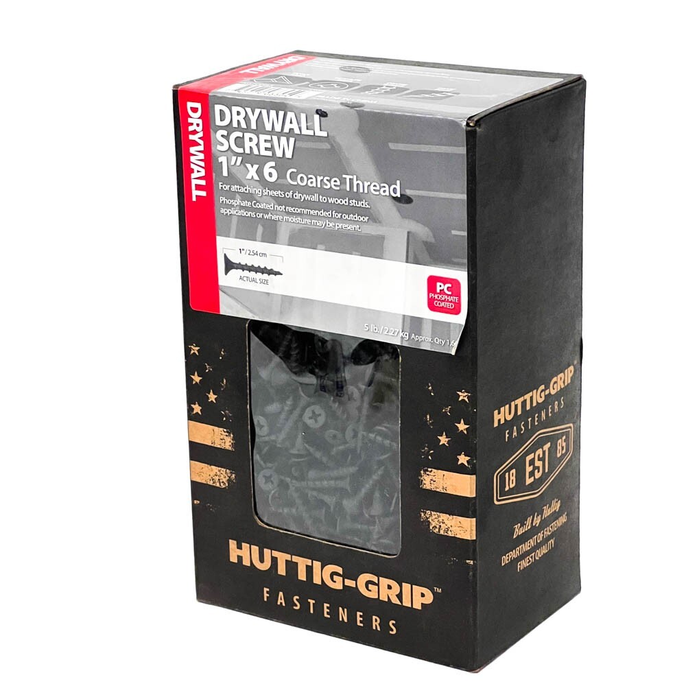 1665 pcs Huttig-Grip 1 in x 6 Drywall Screws Coarse Thread Phillips Drive - 5 lb