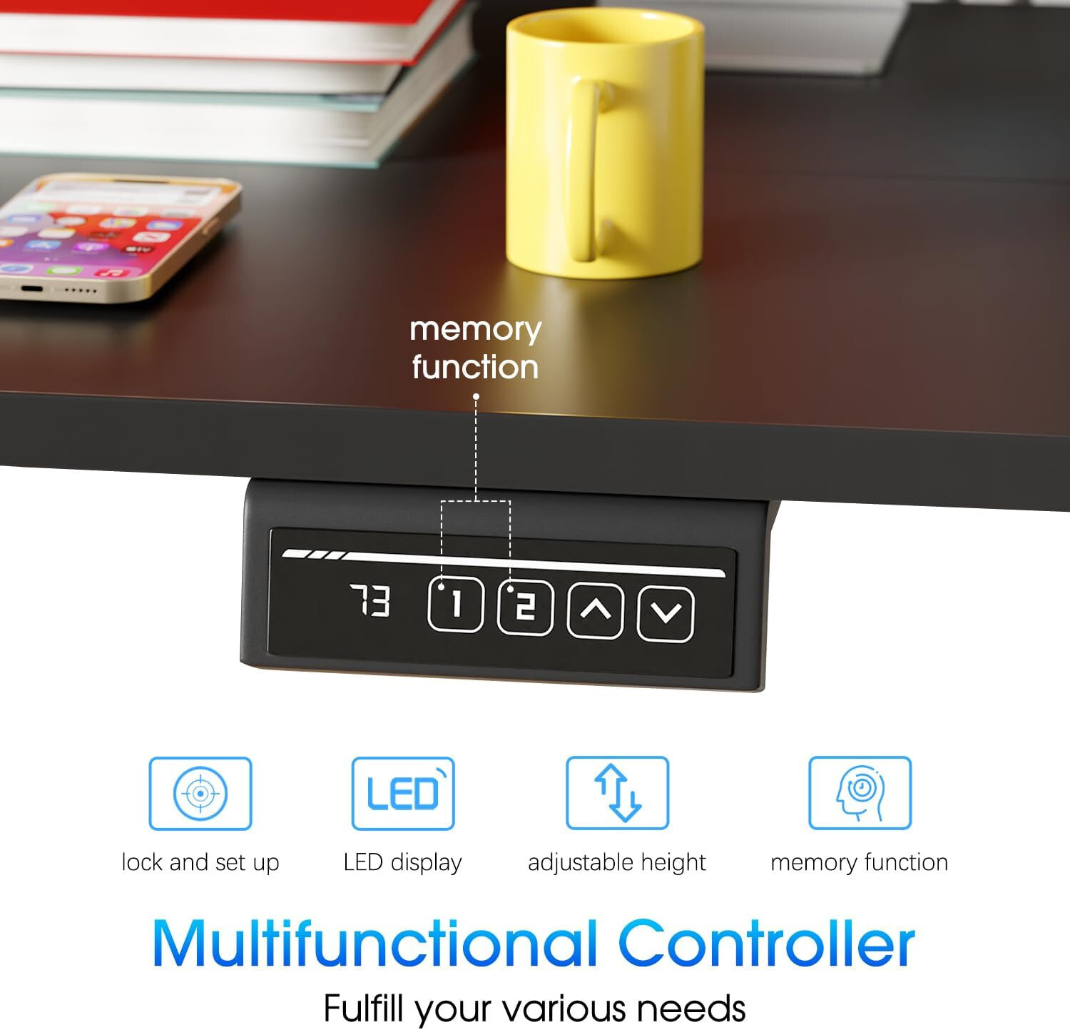 48 Inch Adjustable Height Standing Desk Computer Desk with Large Space Desk