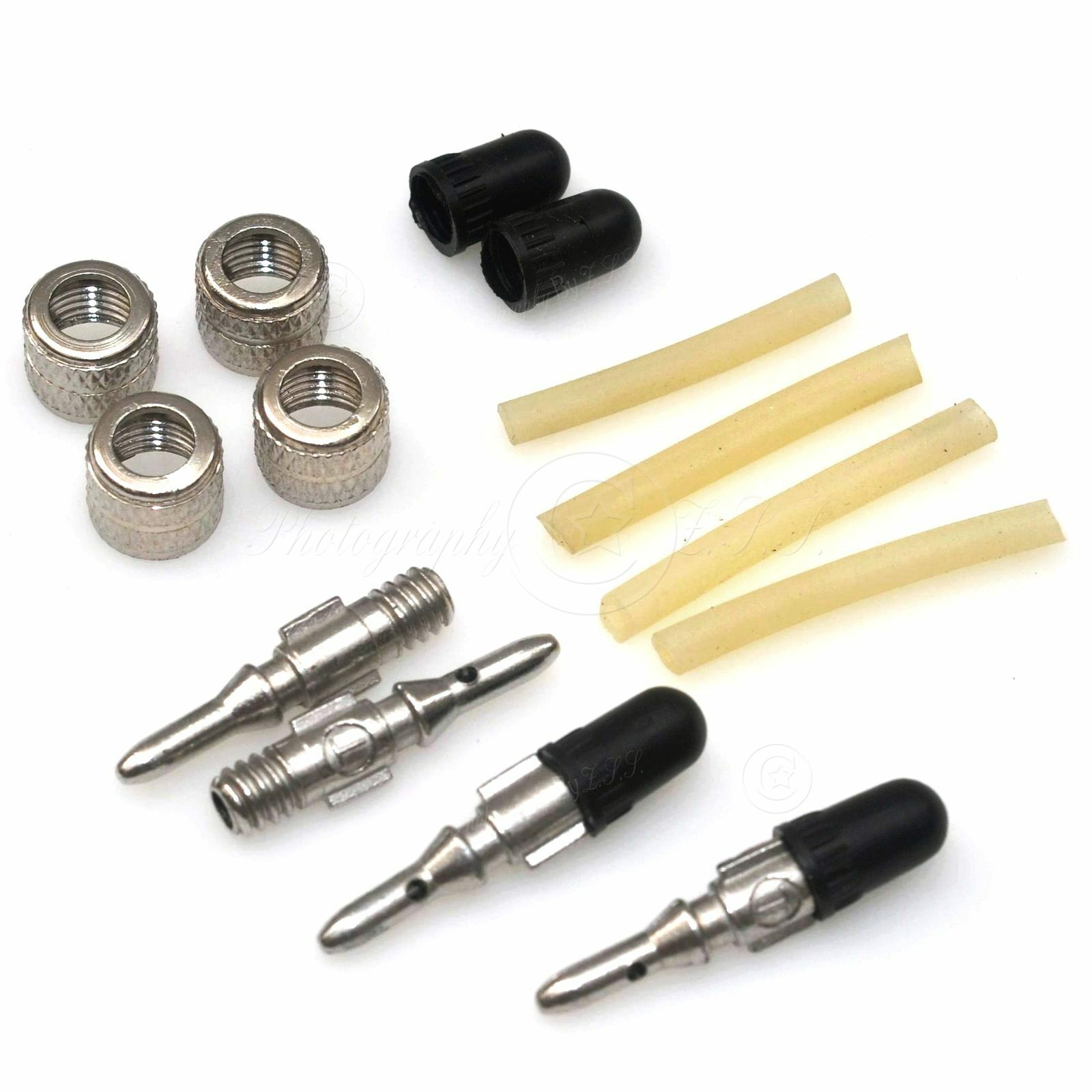 4x Removable English Dunlop Woods Valve Core + Caps for Bike Inner Tube Repair