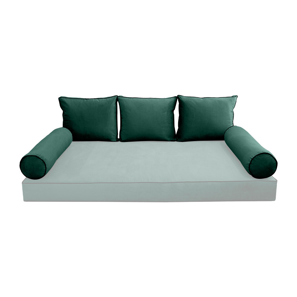 STYLE V3 Twin Velvet ContrastPipe Indoor Daybed Bolster Pillow |COVER ONLY|AD317