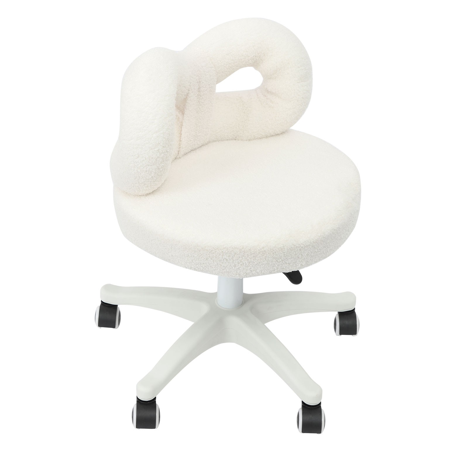 PU Lambswool Cute Bow Backrest Chair, Roller Chair, Make-up Chair