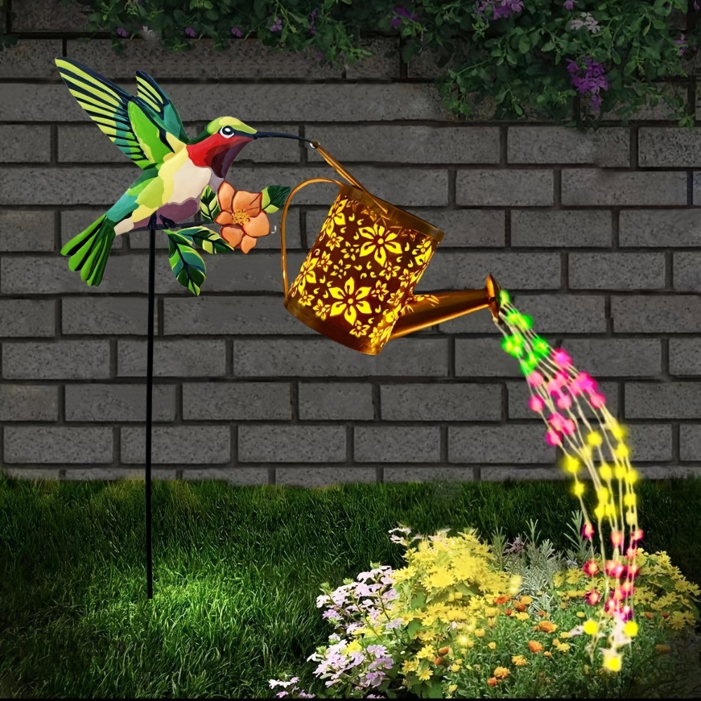 Solar Powered Hummingbird Garden Lantern Outdoor Floral Light IP44 Decor