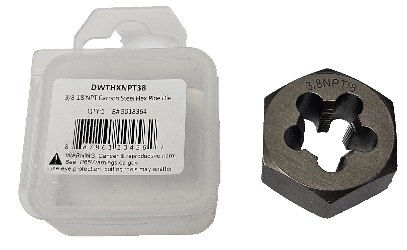 3/8-18  NPT Taper Pipe Hex Die DWTHNXNPT38 X 1-7/16 CS by Drill America Rethread